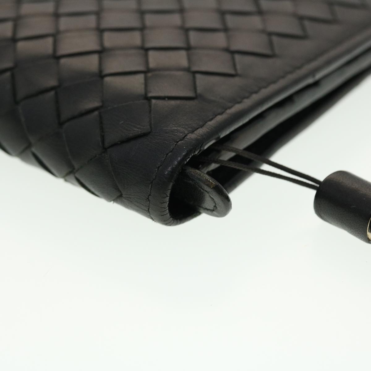 BOTTEGAVENETA INTRECCIATO Long Wallet Leather Black Auth 39508