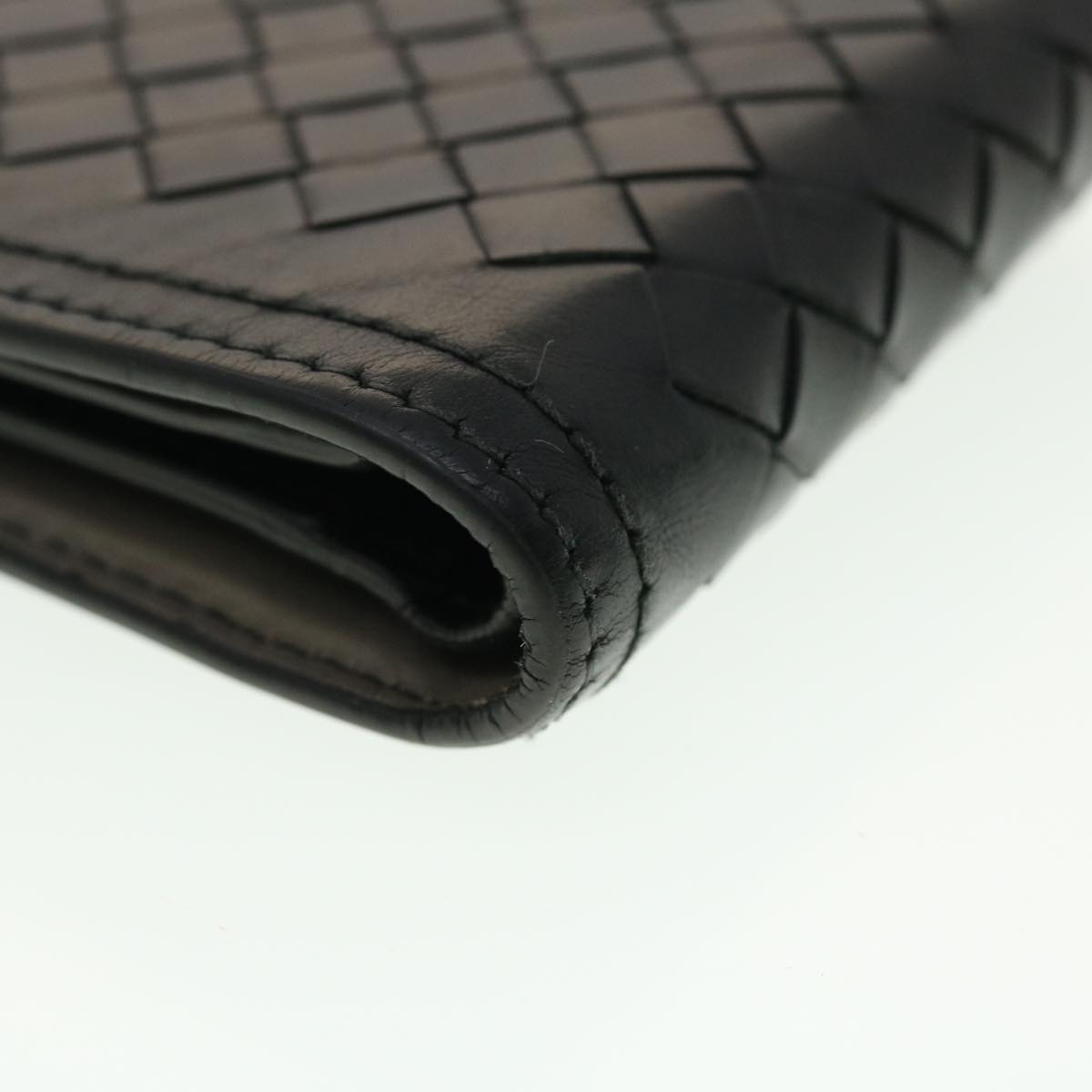 BOTTEGAVENETA INTRECCIATO Wallet Leather Black Auth 39509