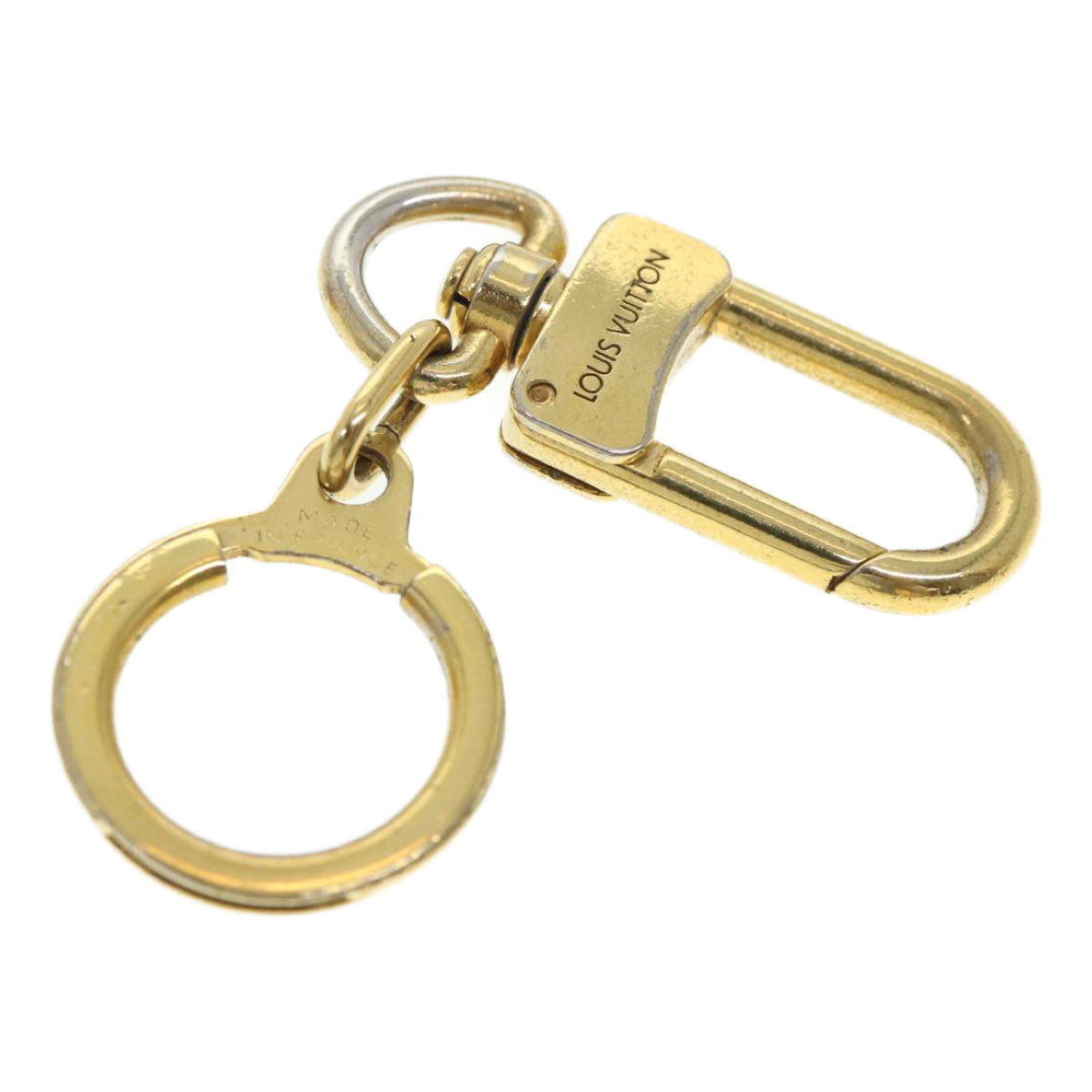LOUIS VUITTON Porte Cles Key Ring Gold LV Auth 39551
