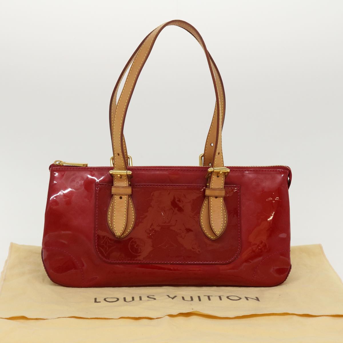 LOUIS VUITTON Monogram Vernis Rosewood Avenue Hand Bag Red M93507 LV Auth 39586