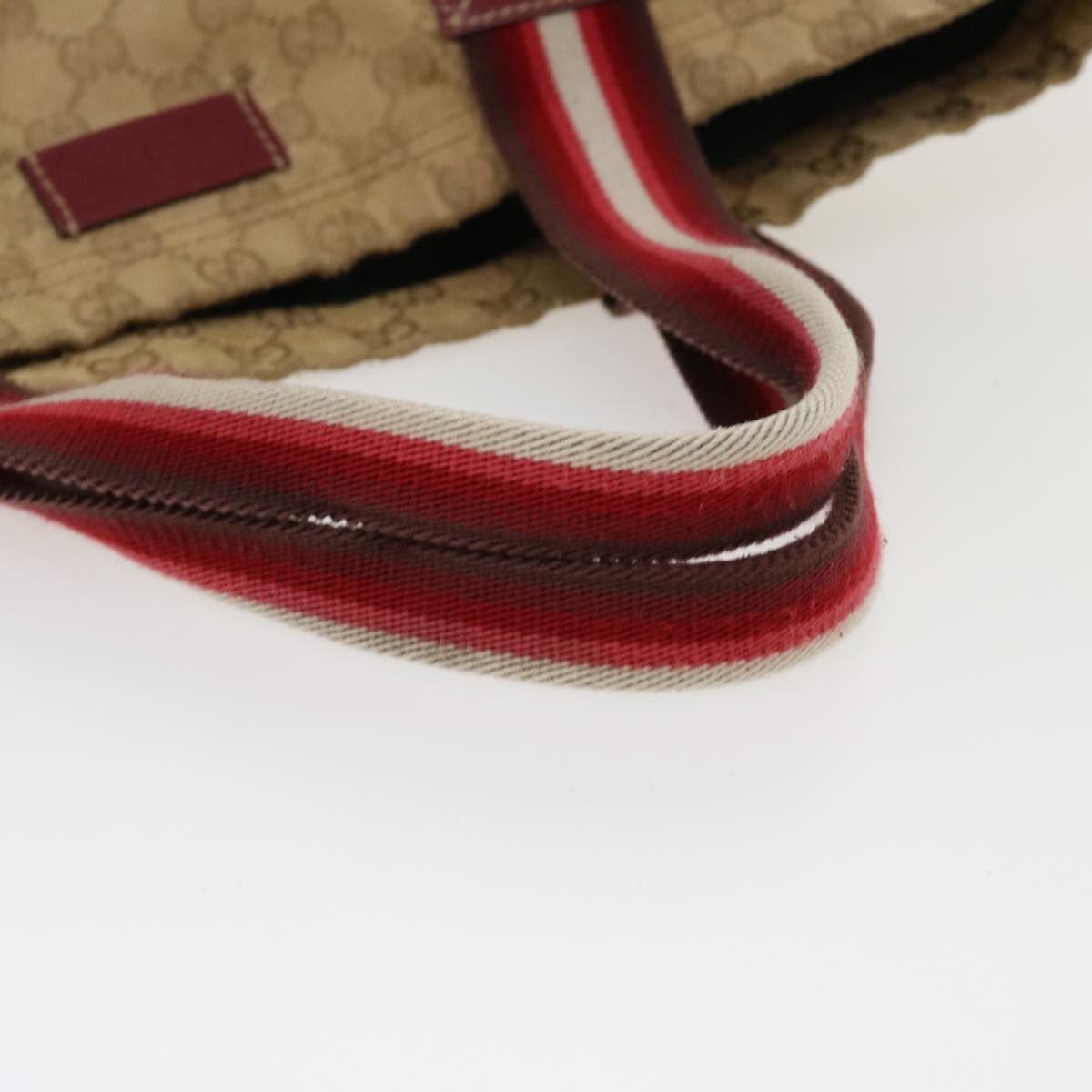 GUCCI GG Canvas Sherry Line Tote Bag Beige Red white 189669 Auth 39608