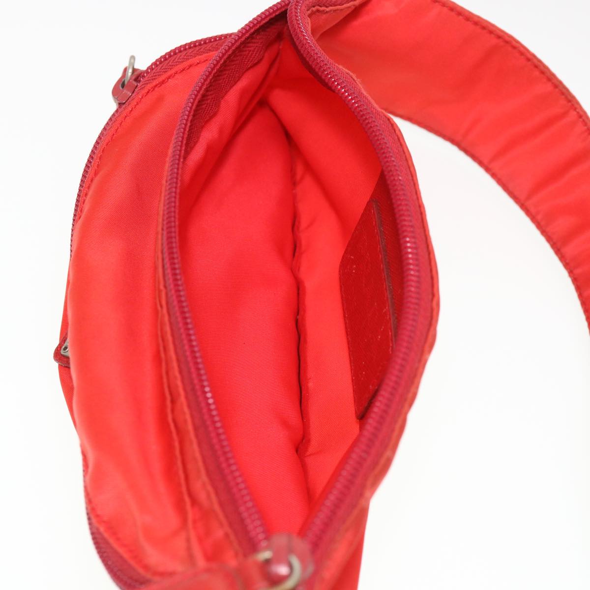 PRADA Waist Bag Nylon Red Auth 39613