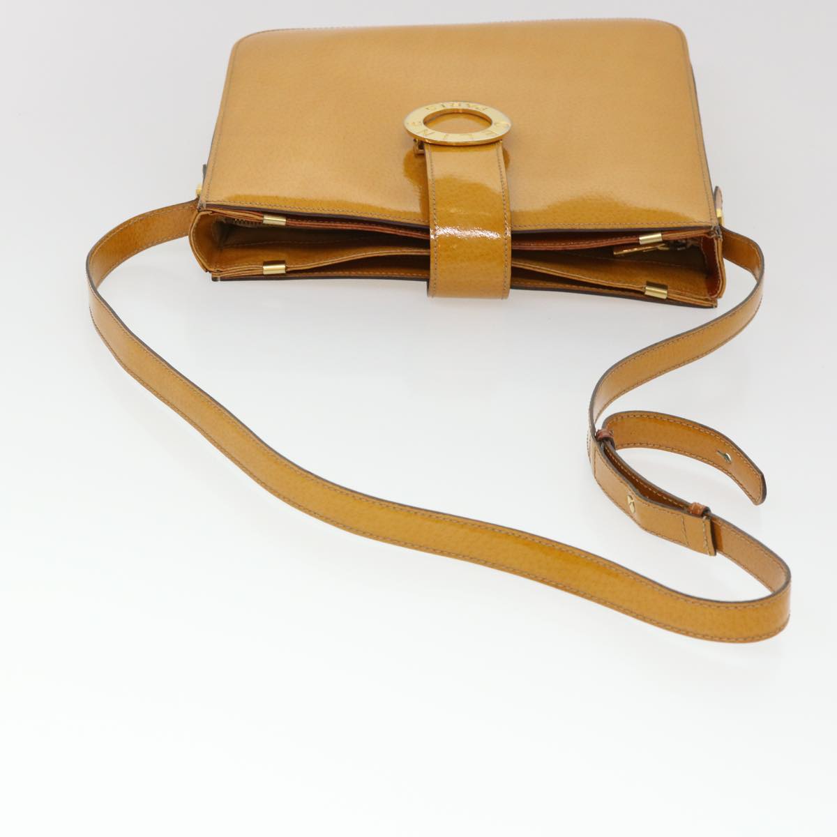 CELINE Shoulder Bag Enamel Yellow Auth 39621