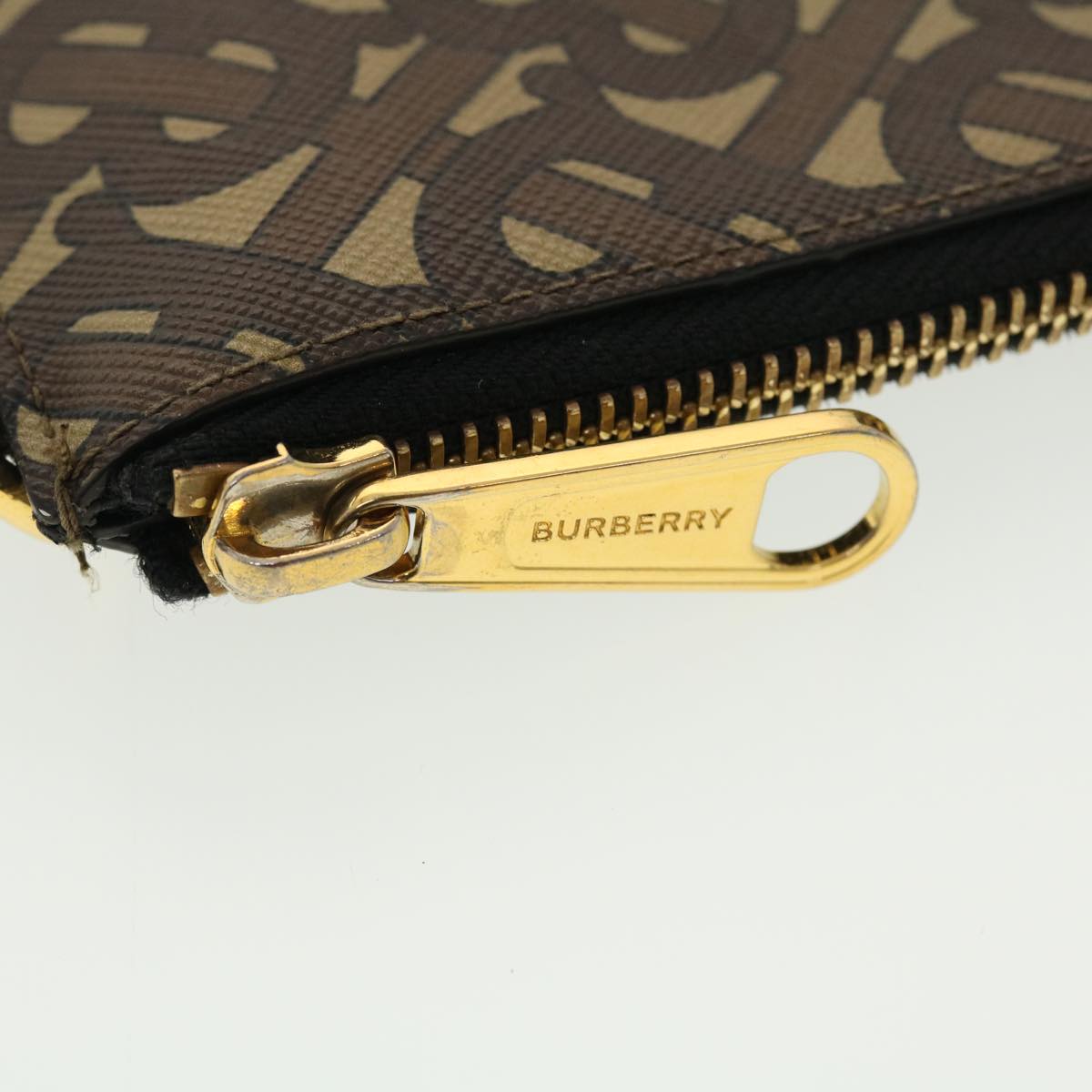 BURBERRY Monogram Stripe Clutch Bag PVC Leather Brown Red black Auth 39628