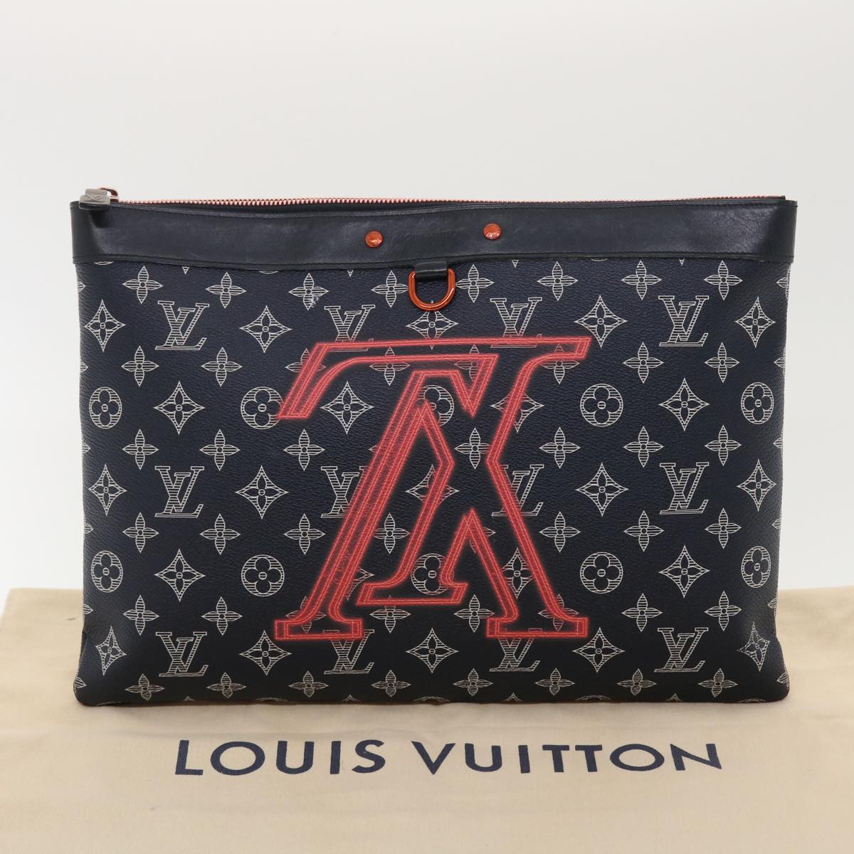 LOUIS VUITTON Monogram Ink Pochette Apollo Clutch Bag Navy M62905 LV Auth 39644A