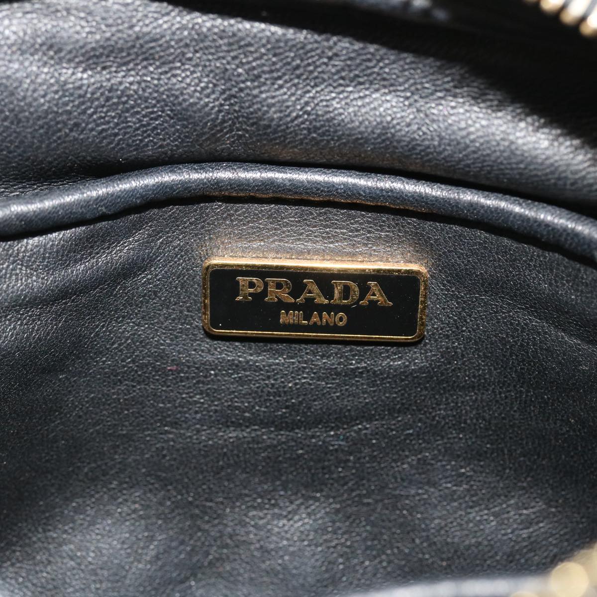 PRADA Ribbon Shoulder Bag Leather Red Black Auth 39645A