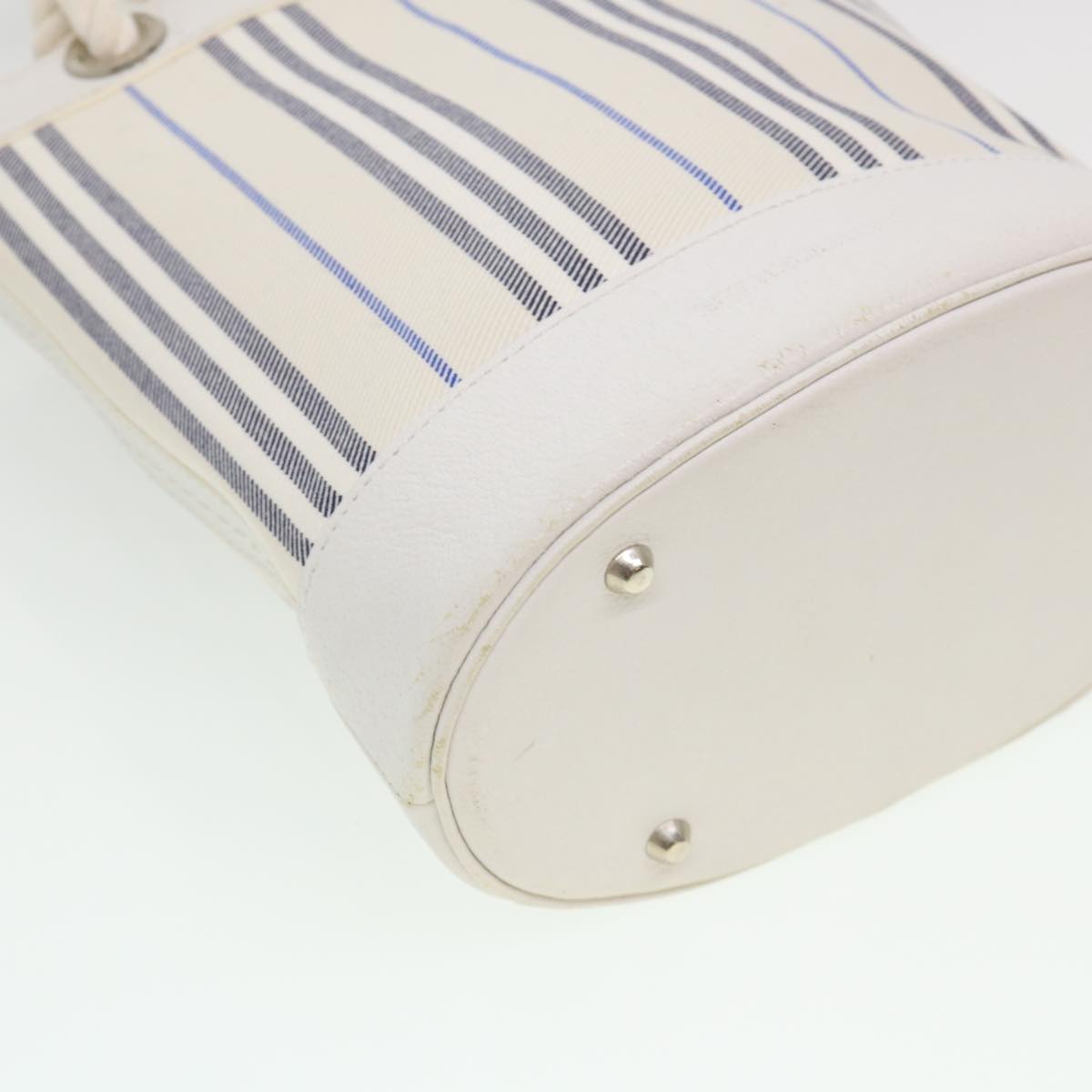 BURBERRY Shoulder Bag Canvas White Blue Auth 39646