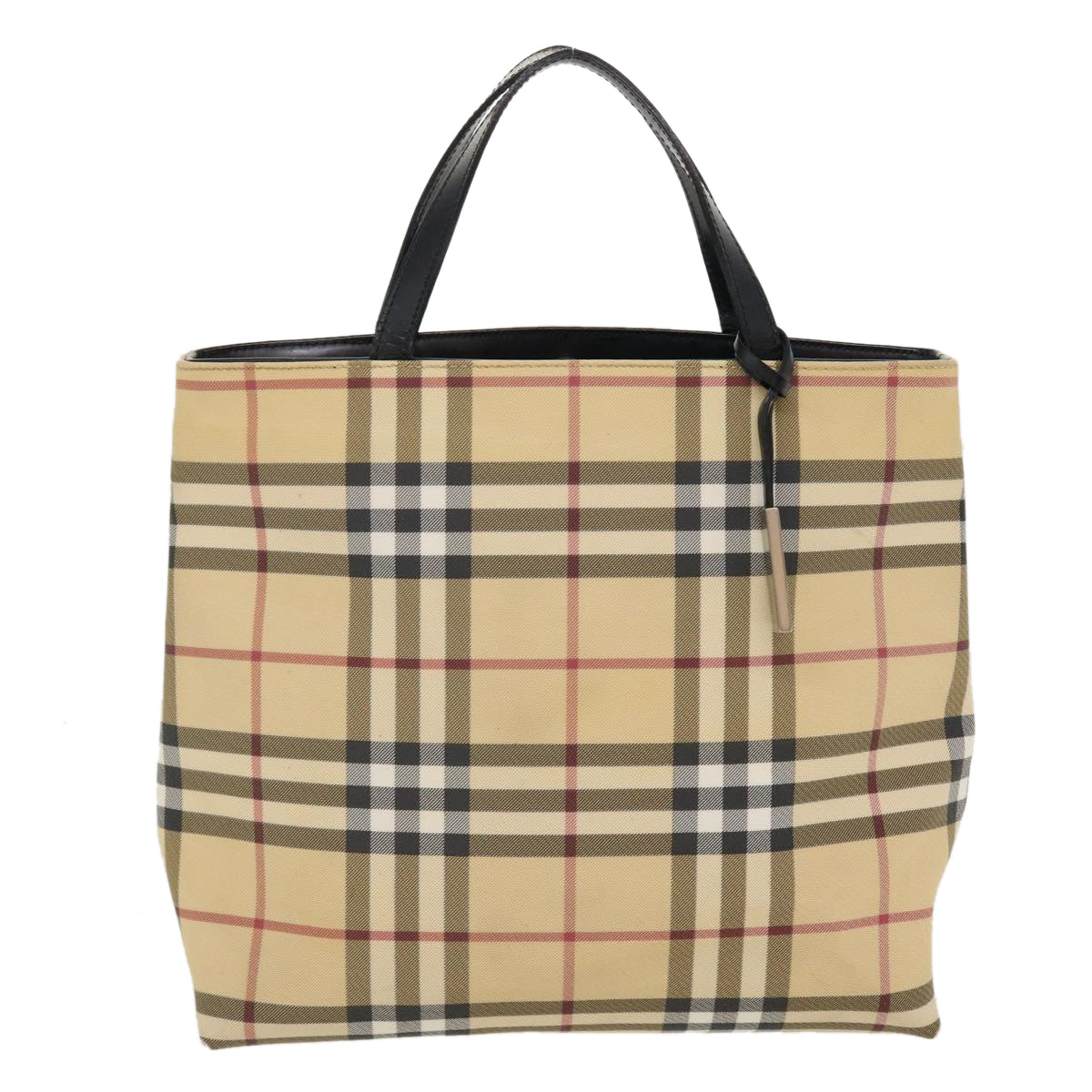 BURBERRY Nova Check Hand Bag Nylon Beige Auth 39651