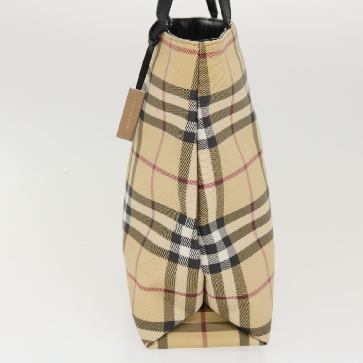 BURBERRY Nova Check Hand Bag Nylon Beige Auth 39651