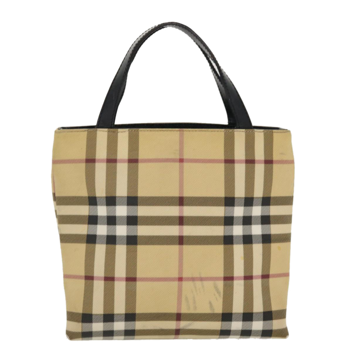 BURBERRY Nova Check Hand Bag Nylon Beige Auth 39653