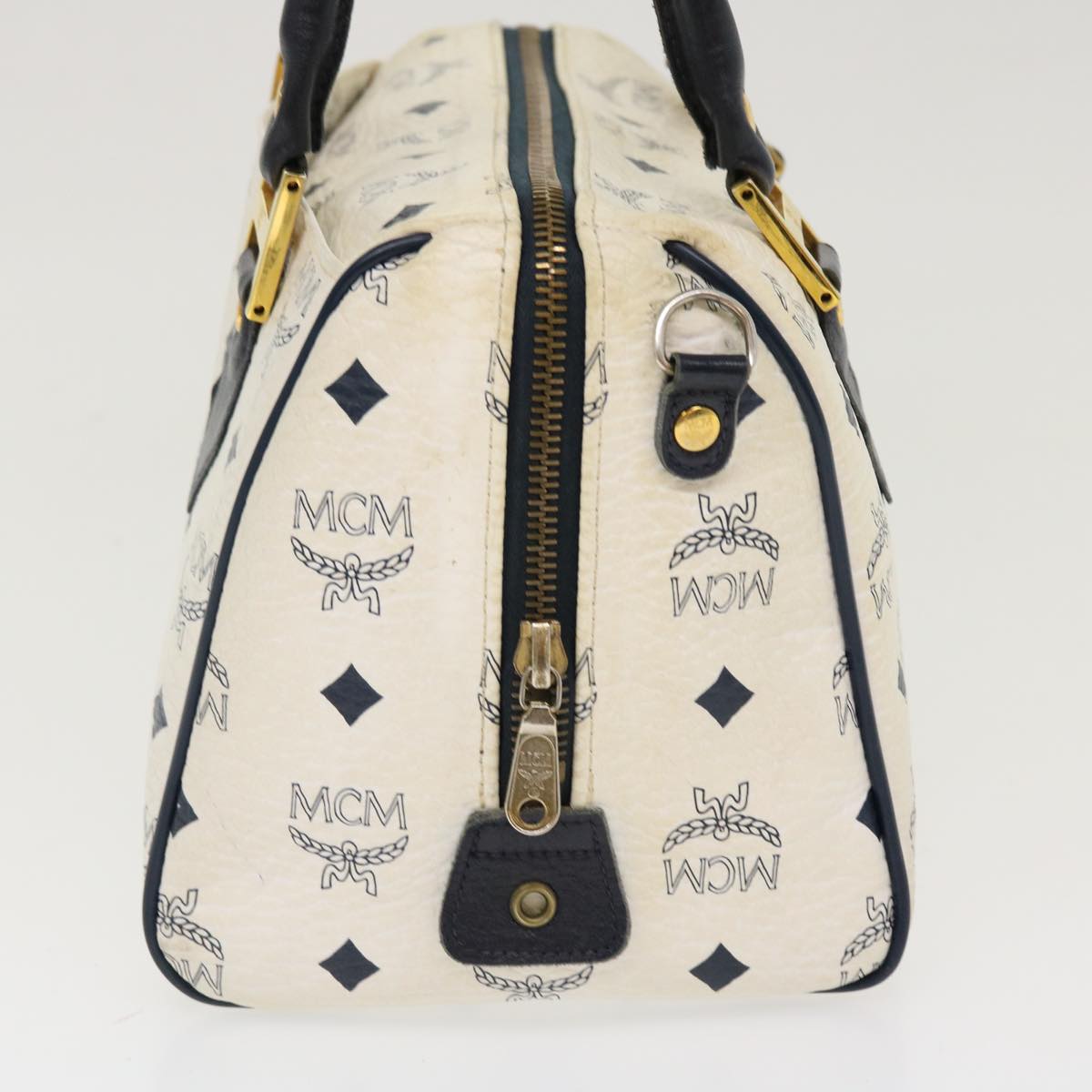 MCM Vicetos Logogram Hand Bag PVC Leather 2way White Auth 39656