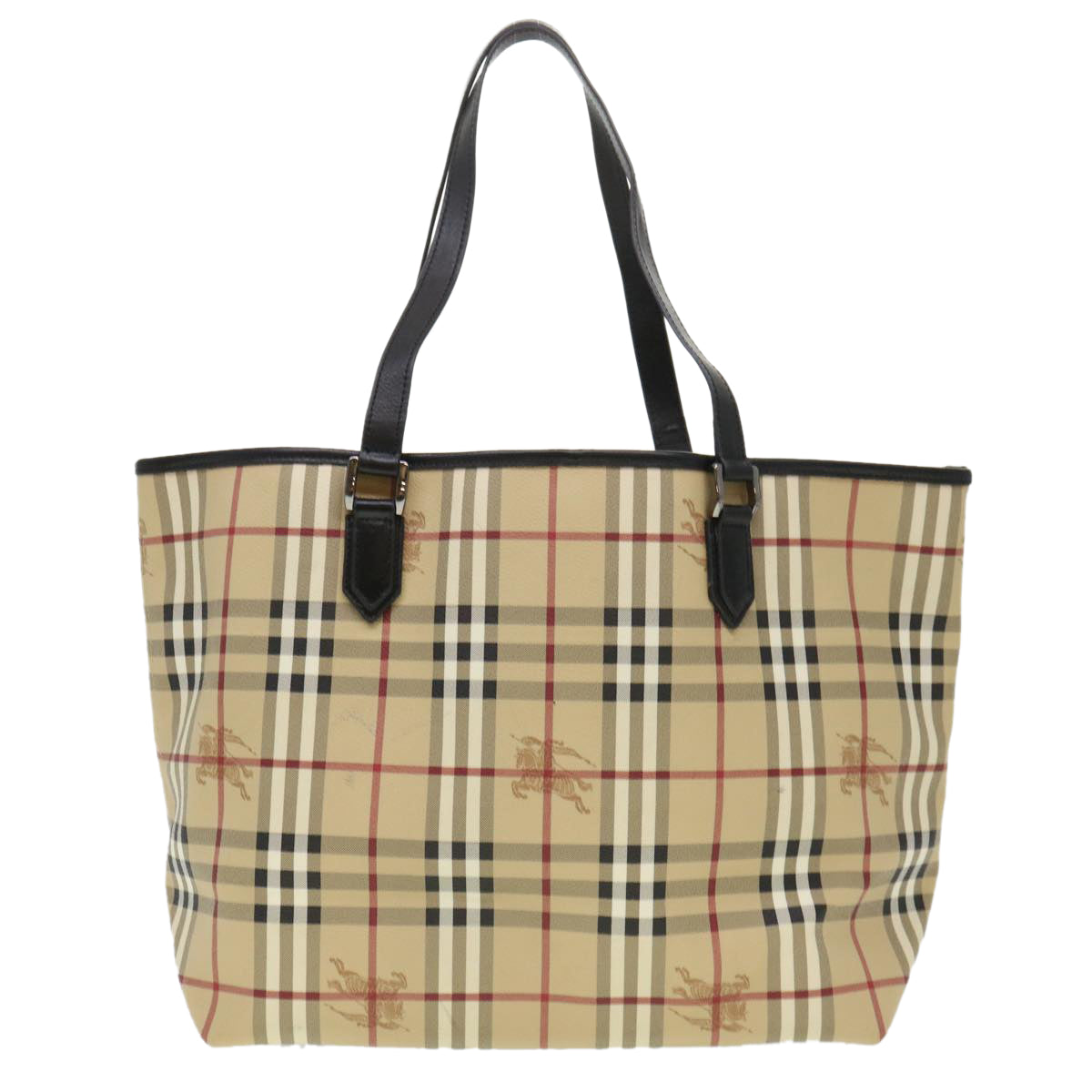 BURBERRY Nova Check Tote Bag PVC Leather Beige Auth 39657