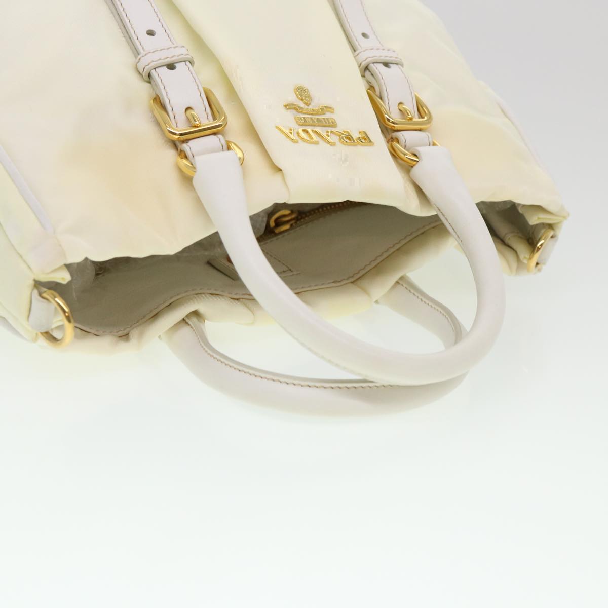 PRADA Hand Bag Nylon 2way White Auth 39688