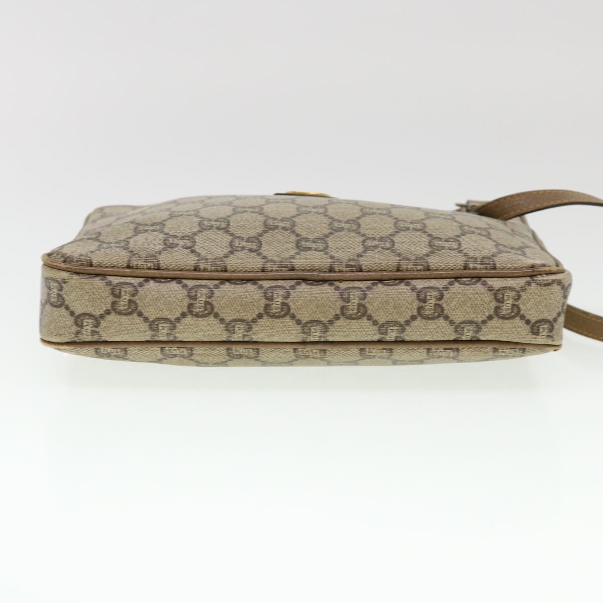 GUCCI GG Plus Canvas Clutch Bag PVC Leather Beige Auth 39703