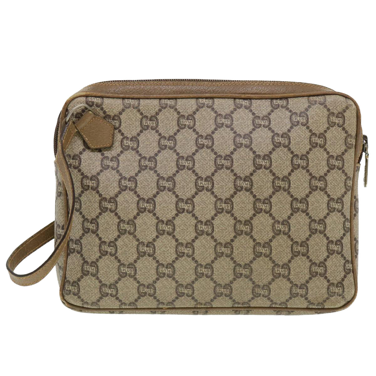 GUCCI GG Plus Canvas Clutch Bag PVC Leather Beige Auth 39703 - 0