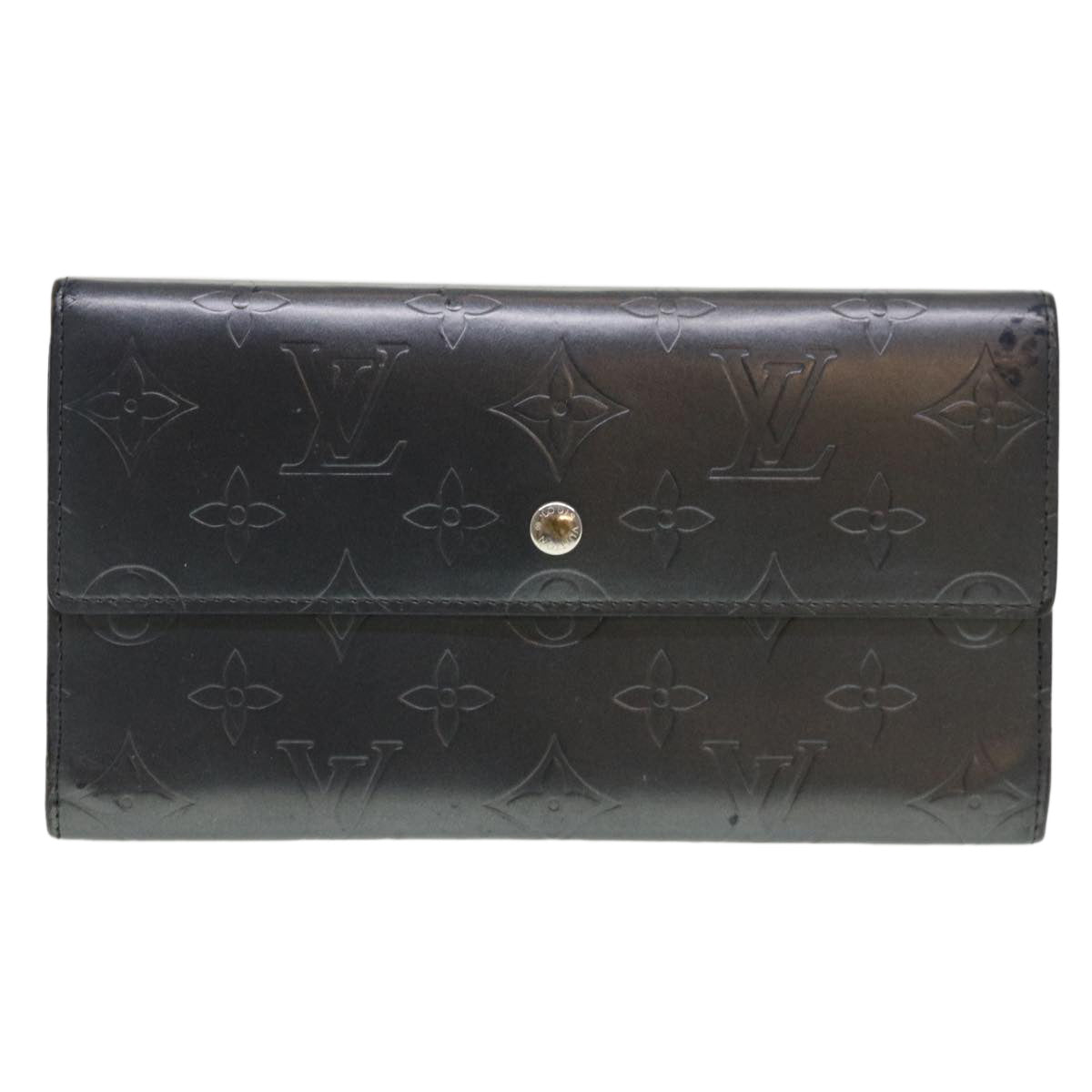 LOUIS VUITTON Mat Porte Tresor International Long Wallet Gray M65145 Auth 39735