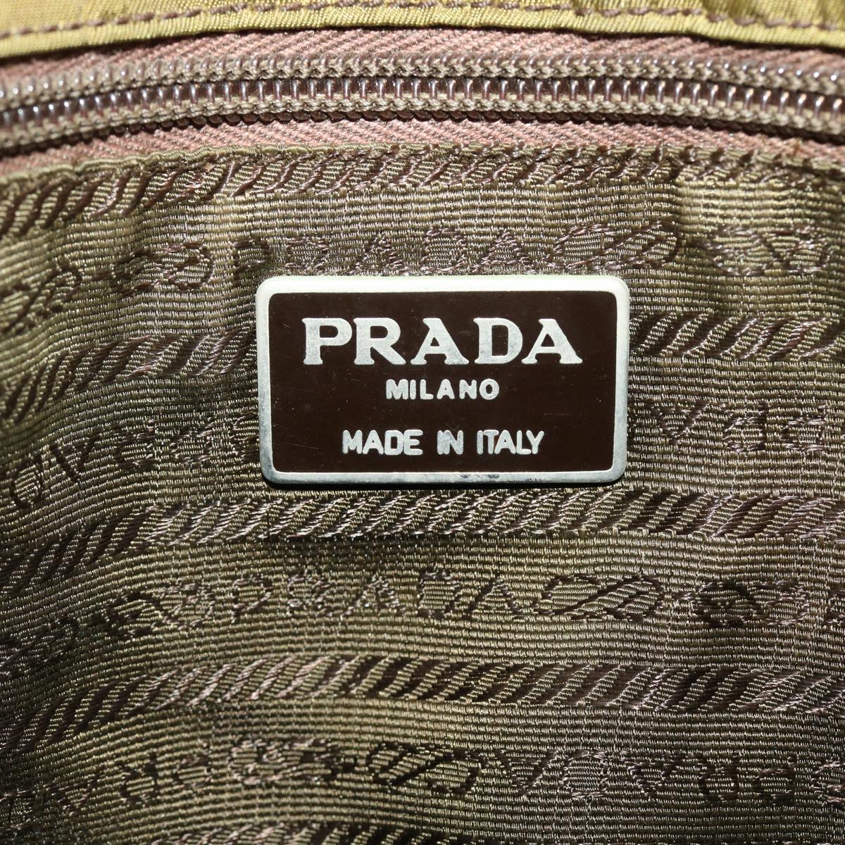PRADA Hand Bag Nylon Khaki Auth 39754