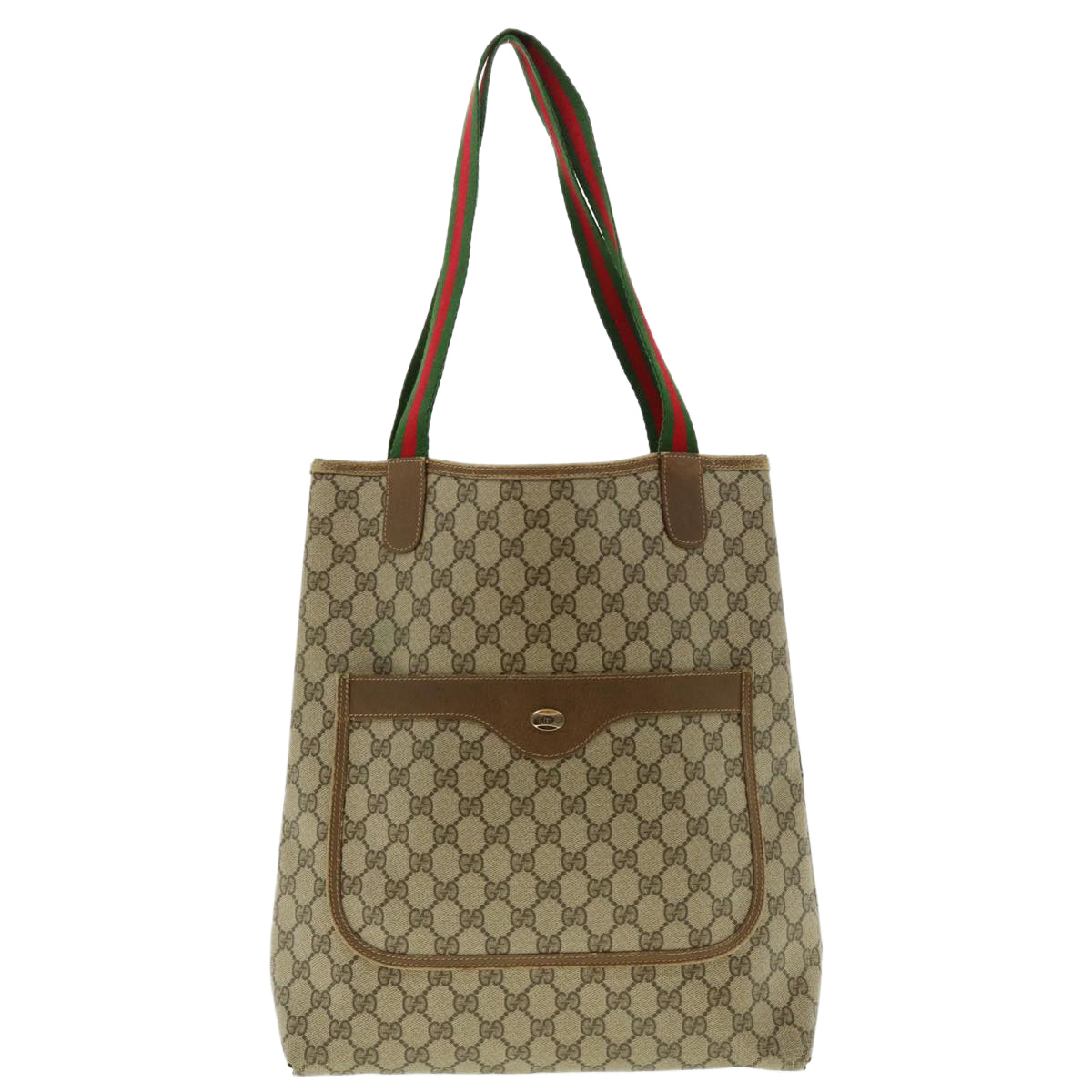 GUCCI GG Canvas Web Sherry Line Tote Bag Beige Red Green 120.02.003 Auth 39772