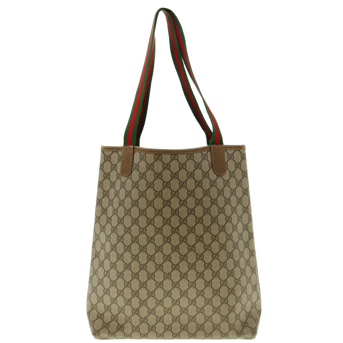 GUCCI GG Canvas Web Sherry Line Tote Bag Beige Red Green 120.02.003 Auth 39772 - 0