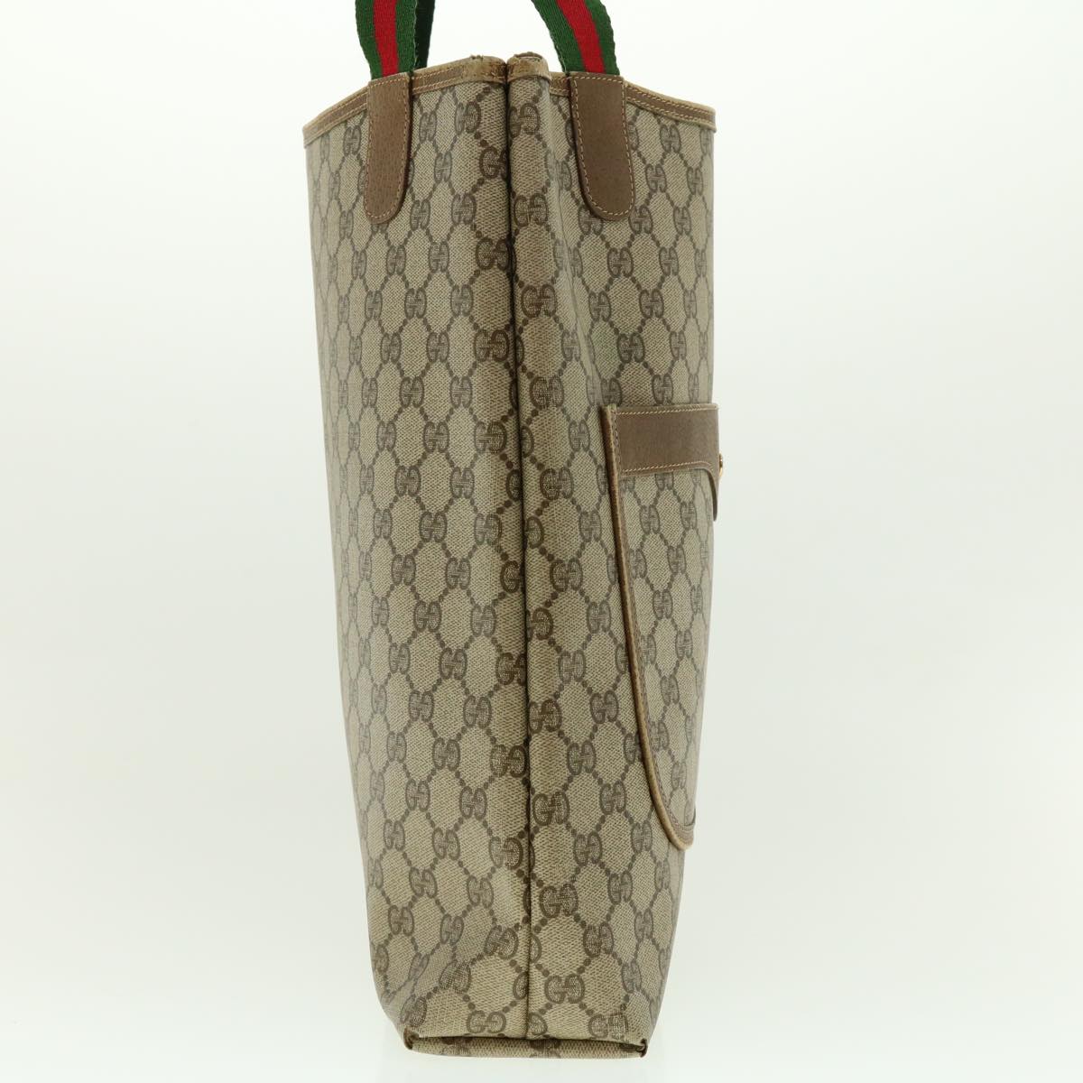 GUCCI GG Canvas Web Sherry Line Tote Bag Beige Red Green 120.02.003 Auth 39772