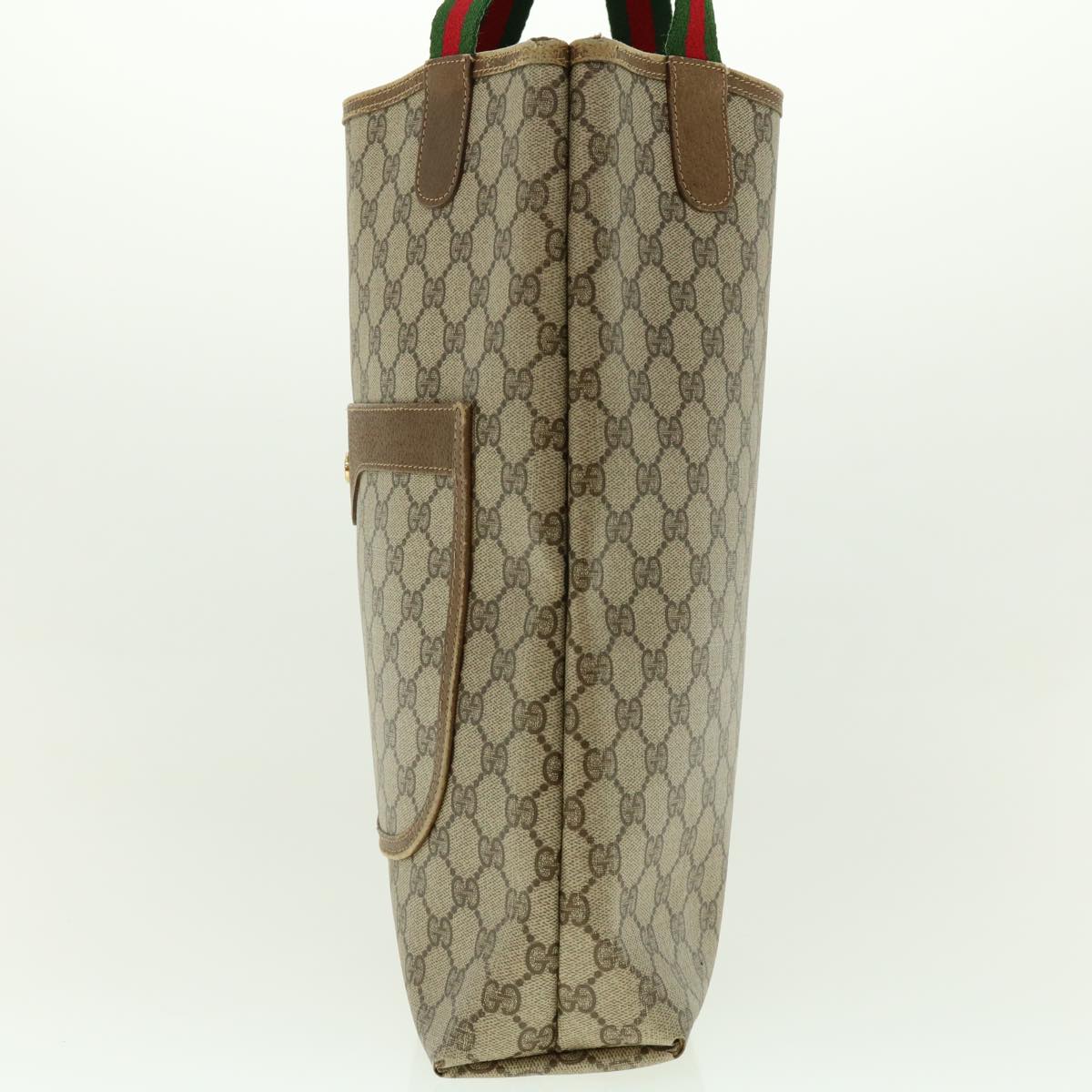 GUCCI GG Canvas Web Sherry Line Tote Bag Beige Red Green 120.02.003 Auth 39772