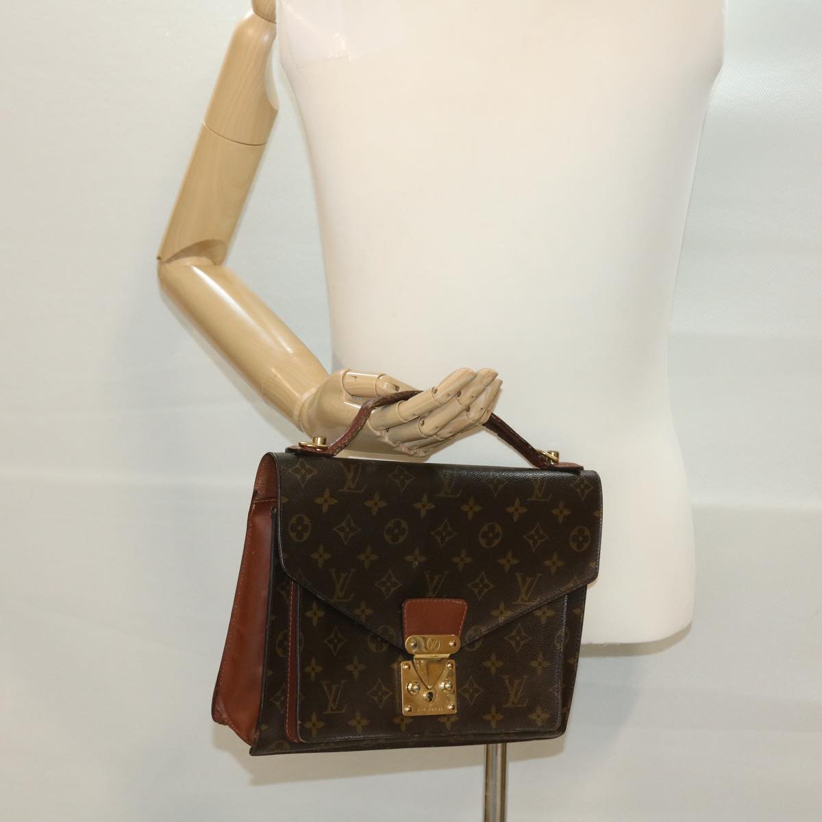 LOUIS VUITTON Monogram Monceau Hand Bag 2way M51185 LV Auth 39810