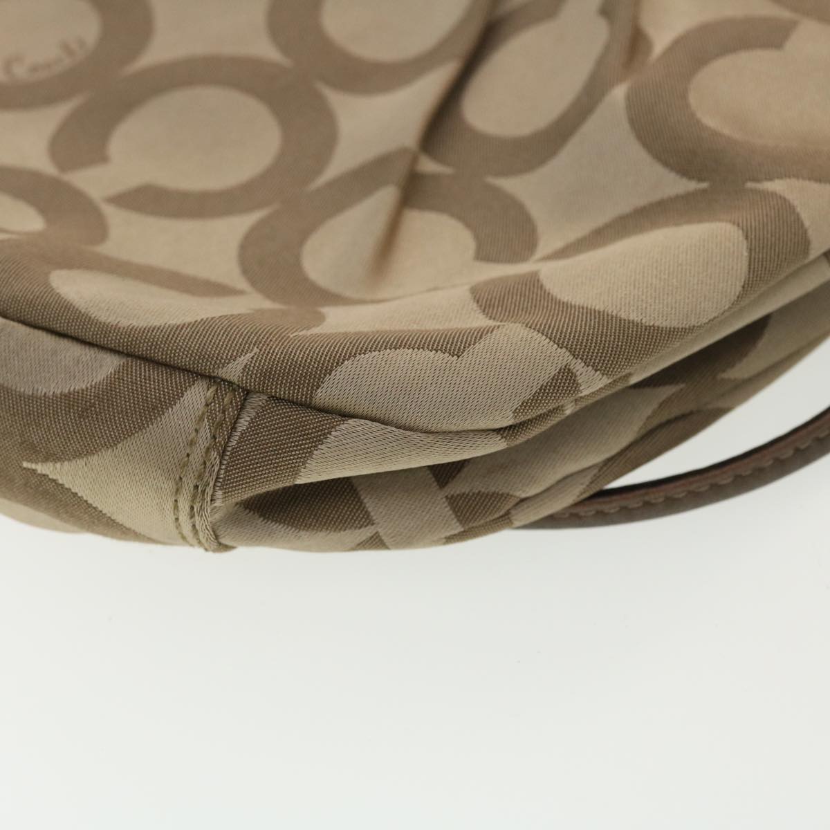 Coach Signature Canvas Shoulder Bag Nylon Leather 3Set Beige Brown Auth 39862