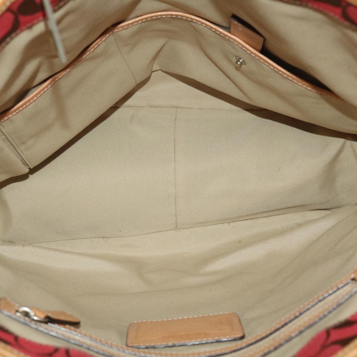 Coach Signature Canvas Shoulder Bag PVC Leather 2Set Red Black Auth 39866