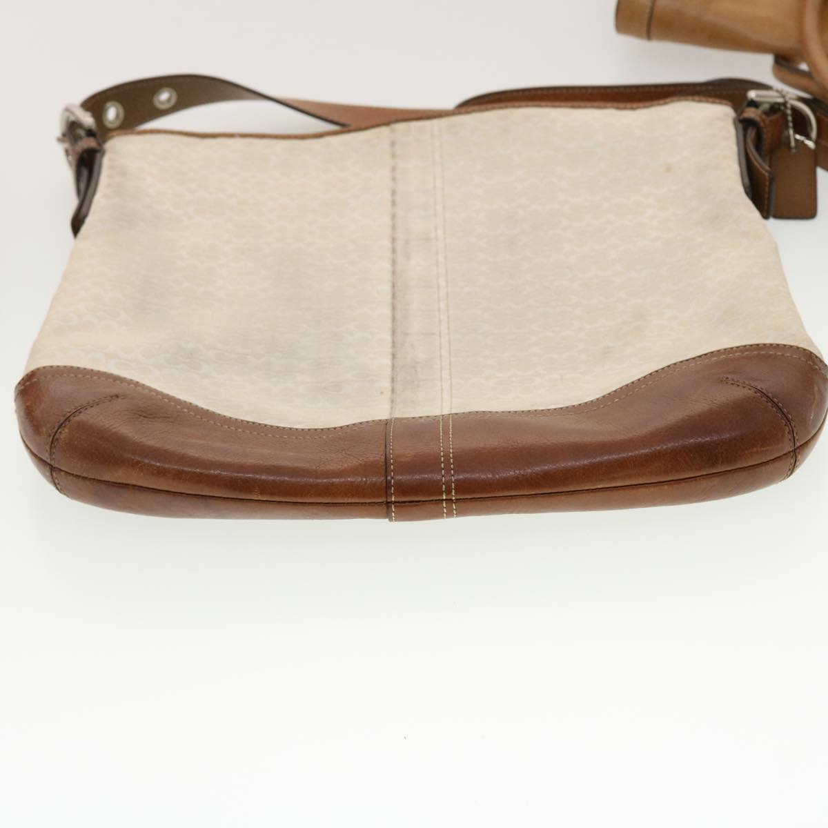 Coach Signature Canvas Shoulder Bag Nylon Leather 3Set Brown Red Auth 39868