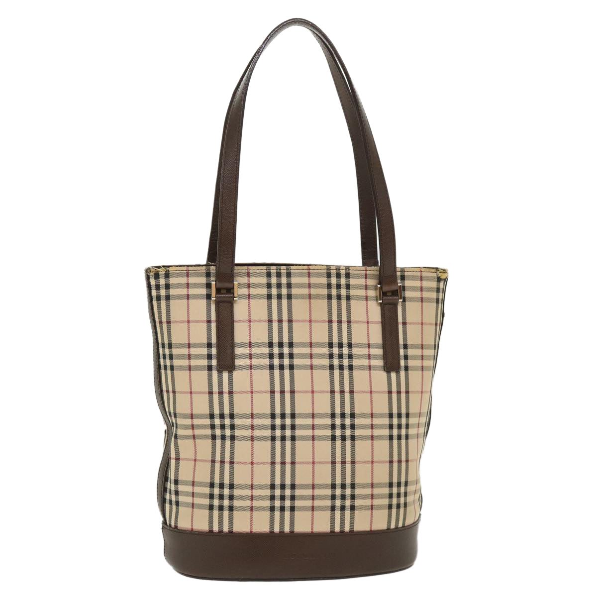 BURBERRY Nova Check Canvas Shoulder Bag Beige Black Red Auth 39931