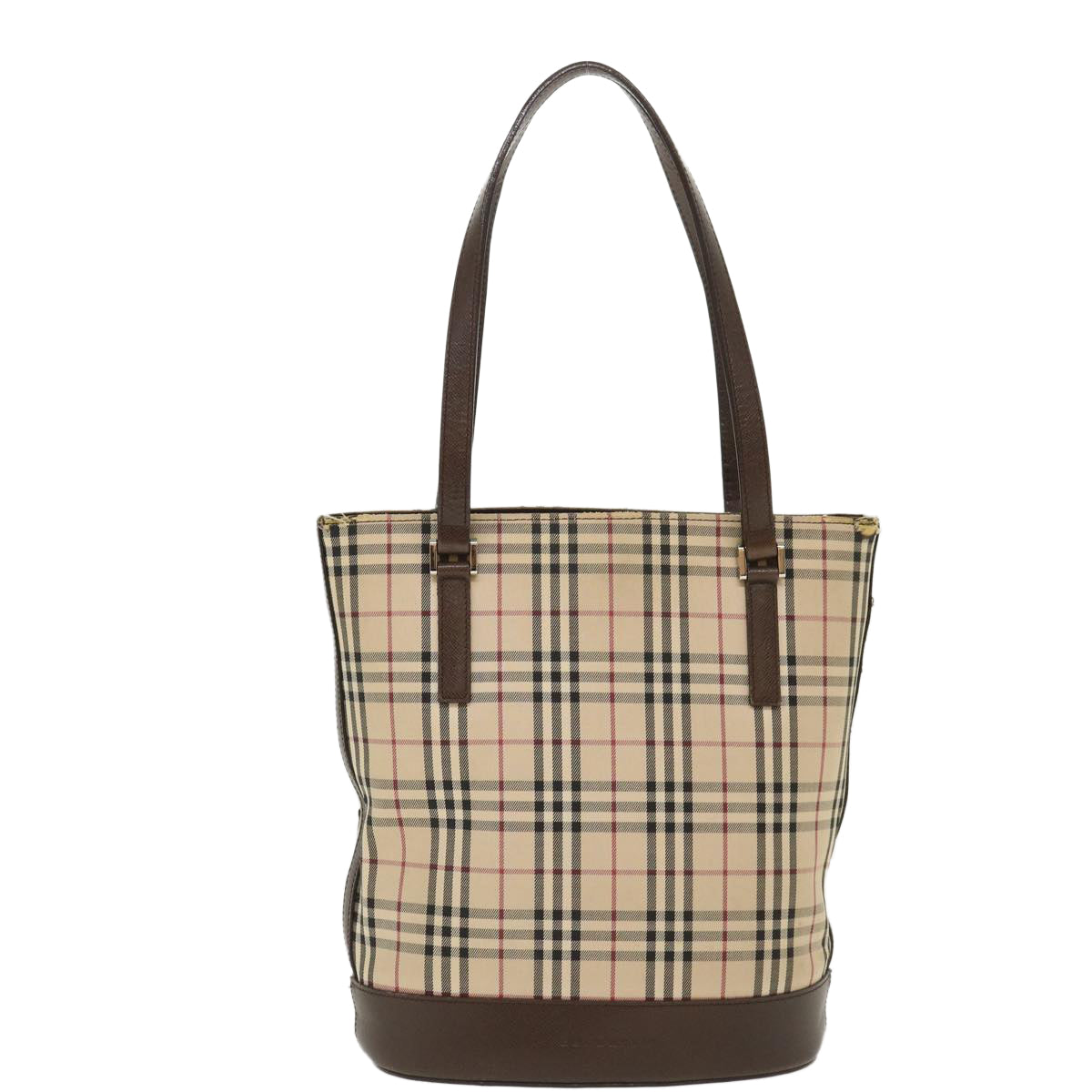 BURBERRY Nova Check Canvas Shoulder Bag Beige Black Red Auth 39931