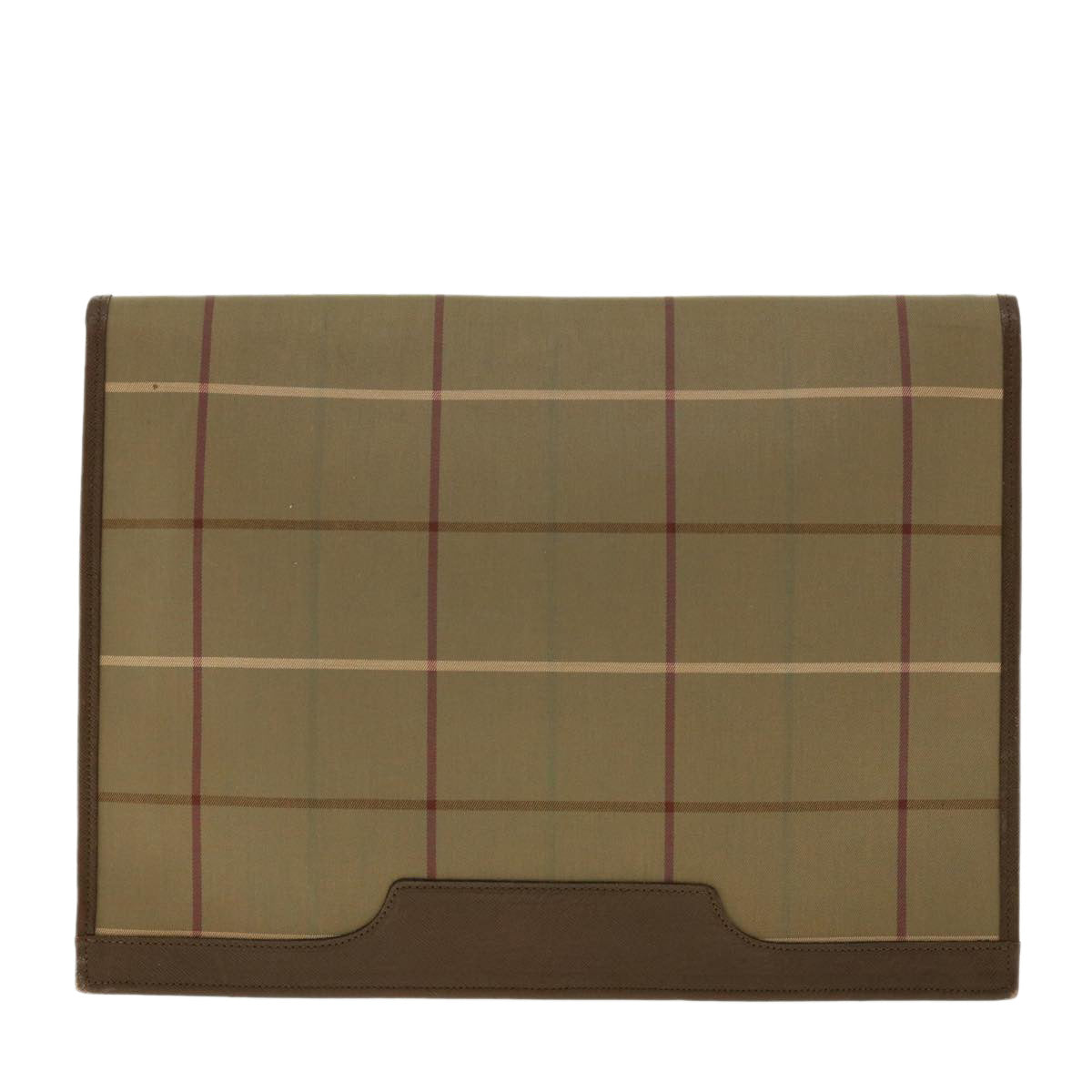 Burberrys Nova Check Canvas Clutch Bag Nylon Brown Red Auth 39938