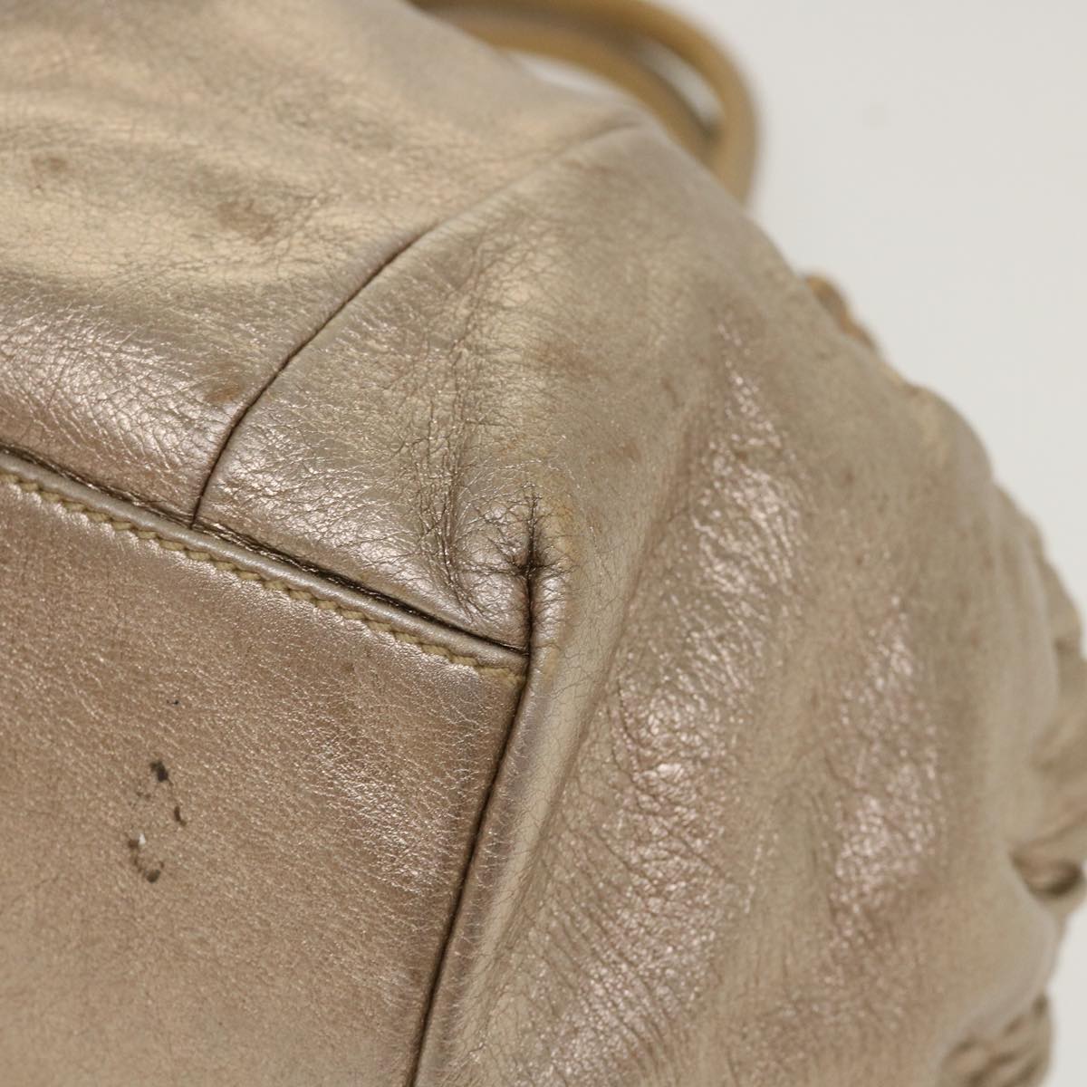 Salvatore Ferragamo Shoulder Bag Leather Bronze Auth 39941