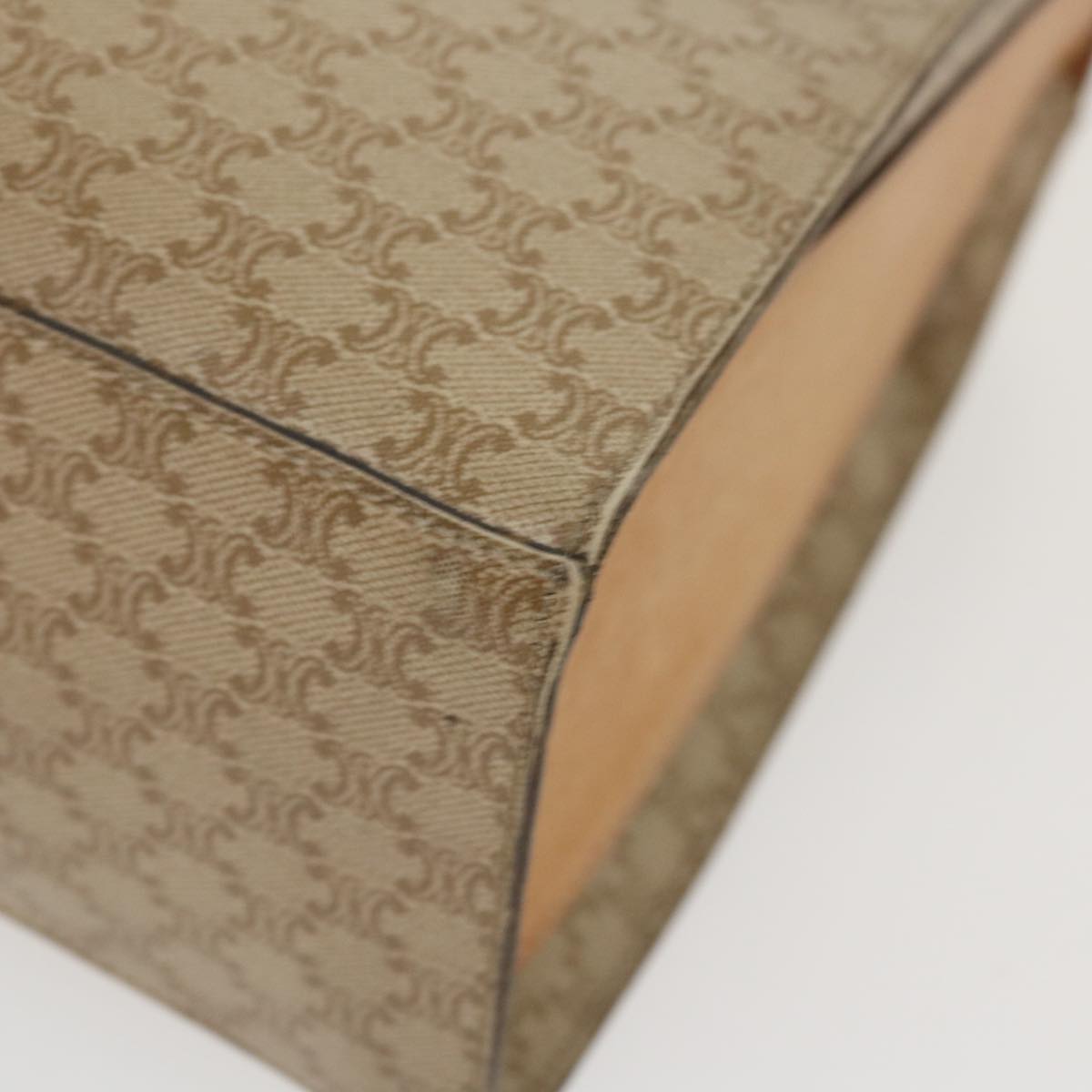 CELINE Macadam Canvas Shoulder Bag PVC Leather Brown Beige Auth 39943