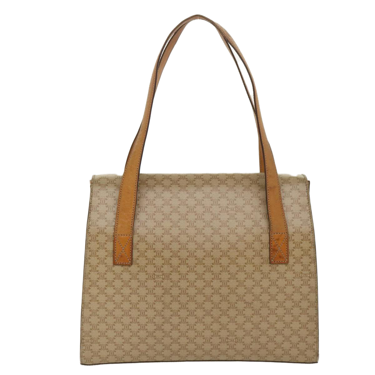 CELINE Macadam Canvas Shoulder Bag PVC Leather Brown Beige Auth 39943 - 0
