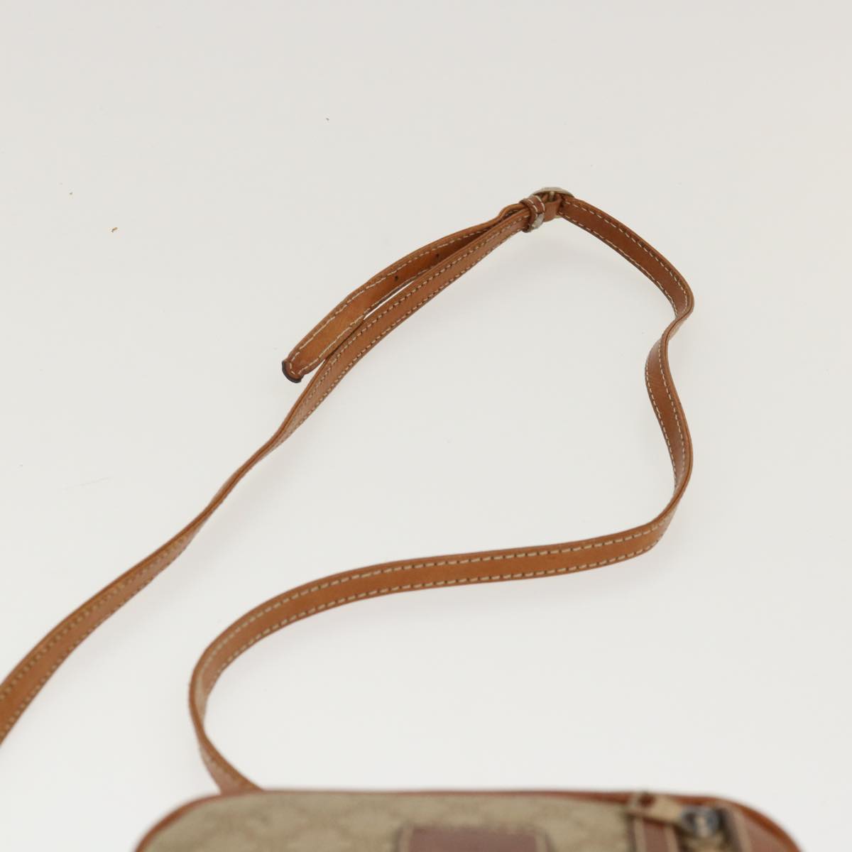 CELINE Macadam Canvas Shoulder Bag PVC Leather Beige Auth 39944