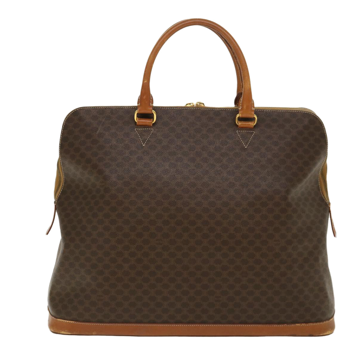 CELINE Macadam Canvas Boston Bag PVC Leather 2way Brown Auth 39945 - 0