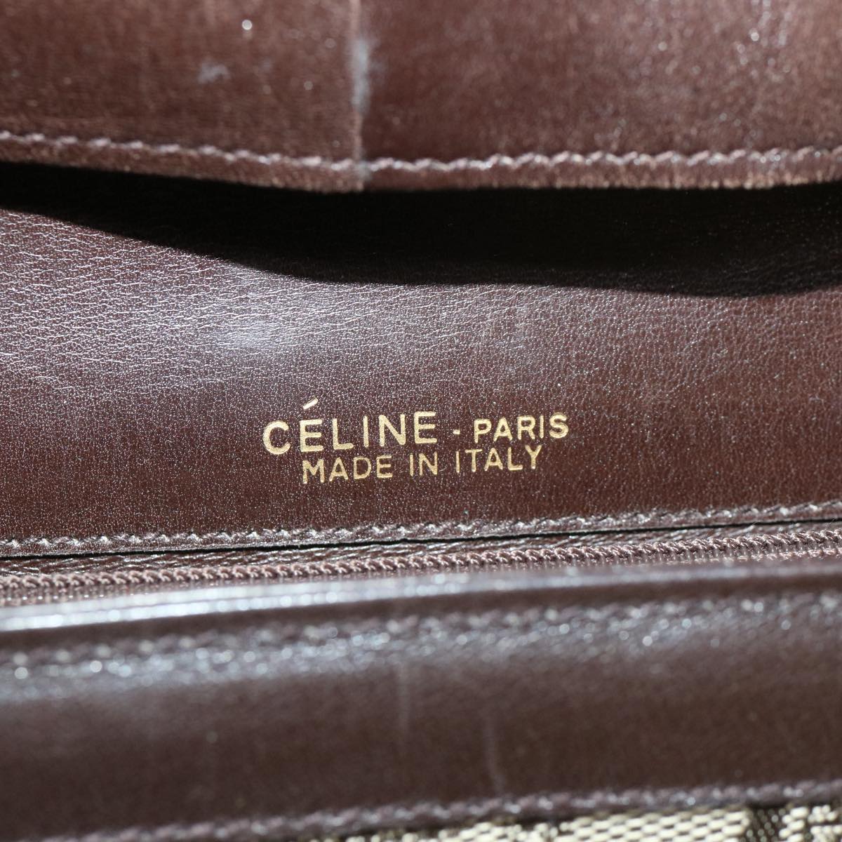 CELINE C Macadam Canvas Horse Carriage Shoulder Bag Brown Auth 39949