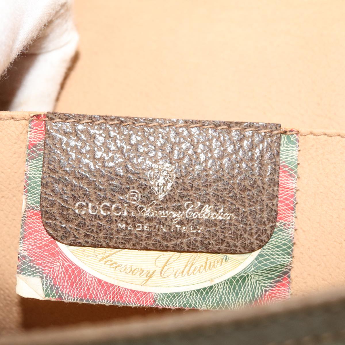 GUCCI Web Sherry Line GG Canvas Clutch Bag PVC Leather Beige Green Auth 39950