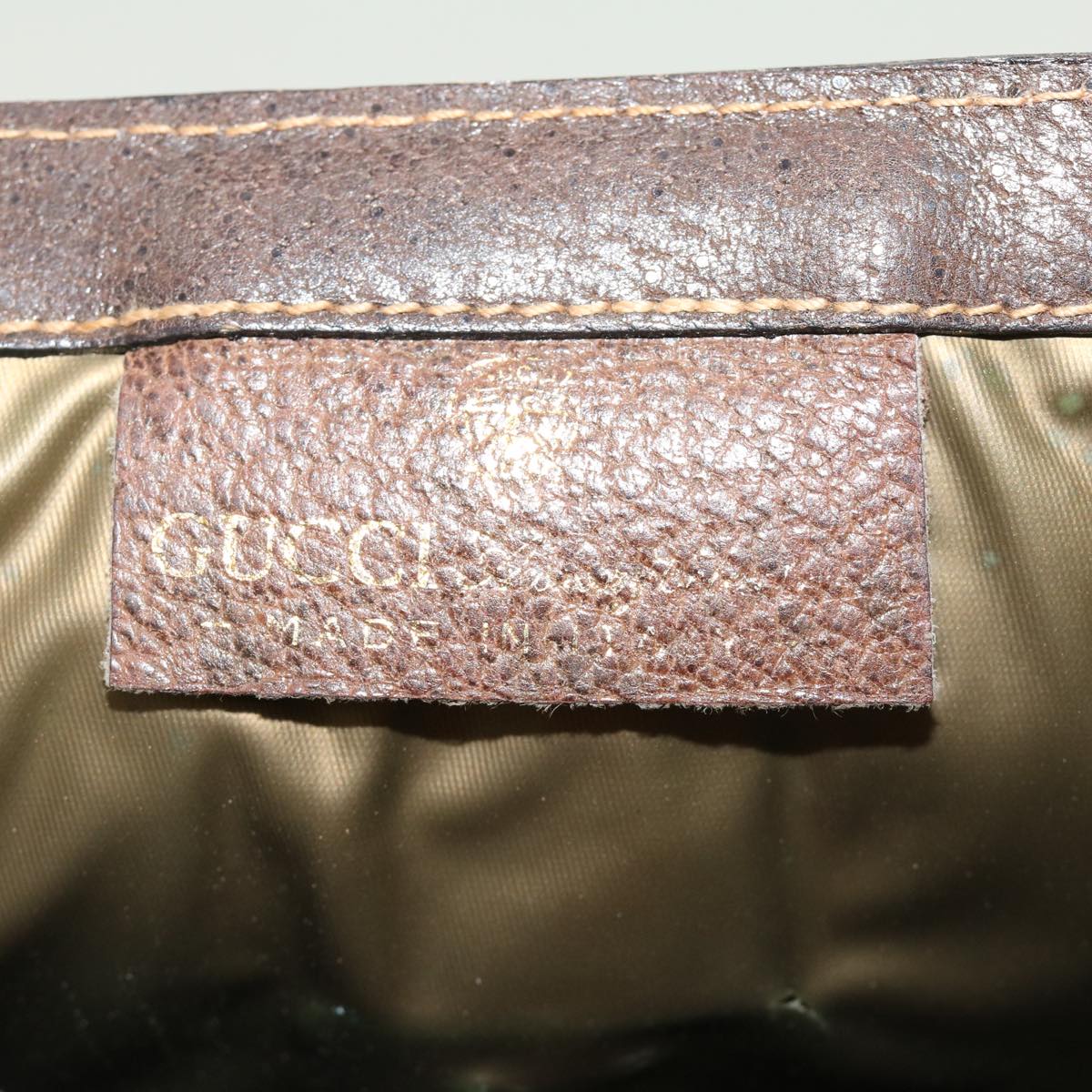 GUCCI Web Sherry Line GG Canvas Clutch Bag PVC Leather Beige Green Auth 39958