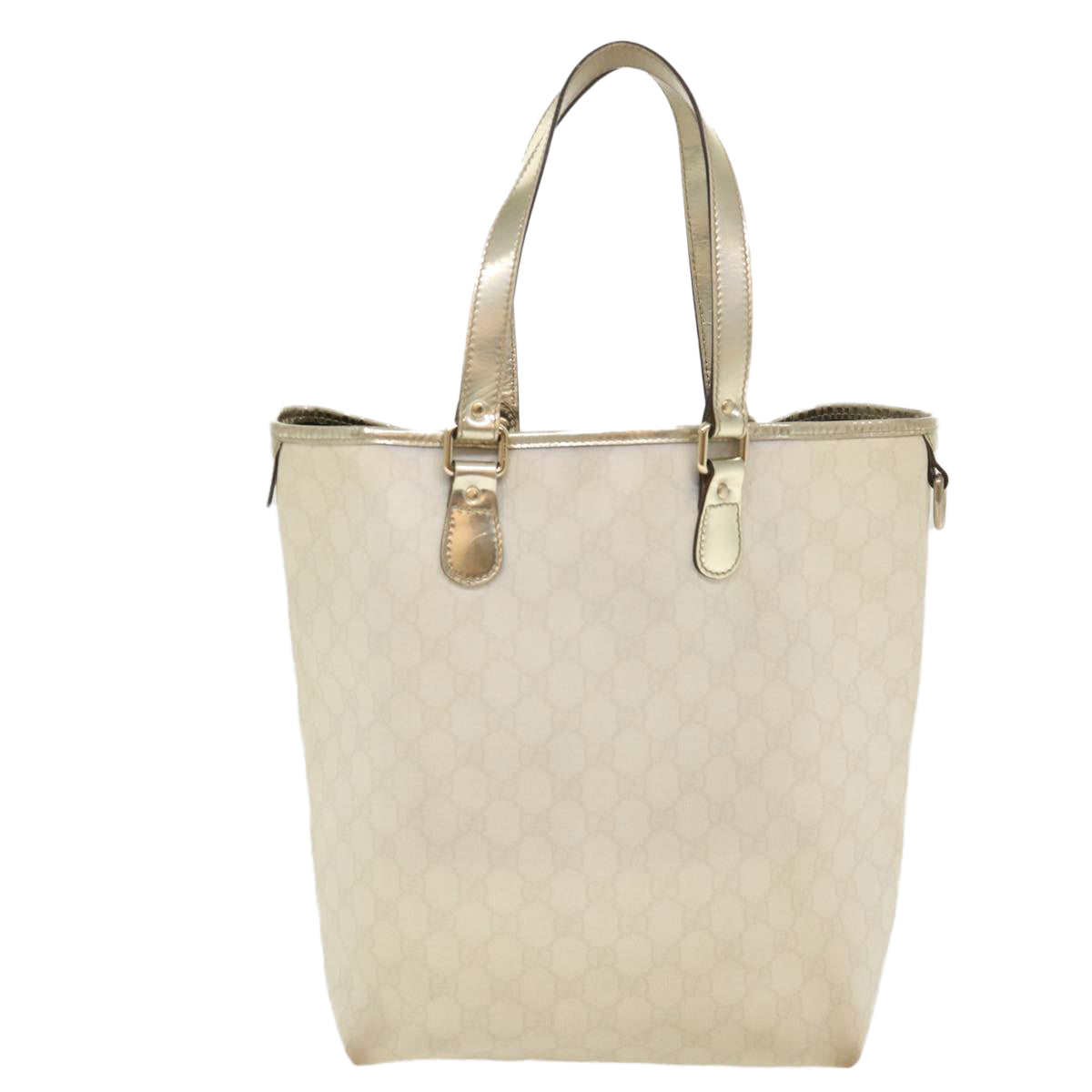 GUCCI GG Canvas Tote Bag PVC Leather White 189896 Auth 39964 - 0