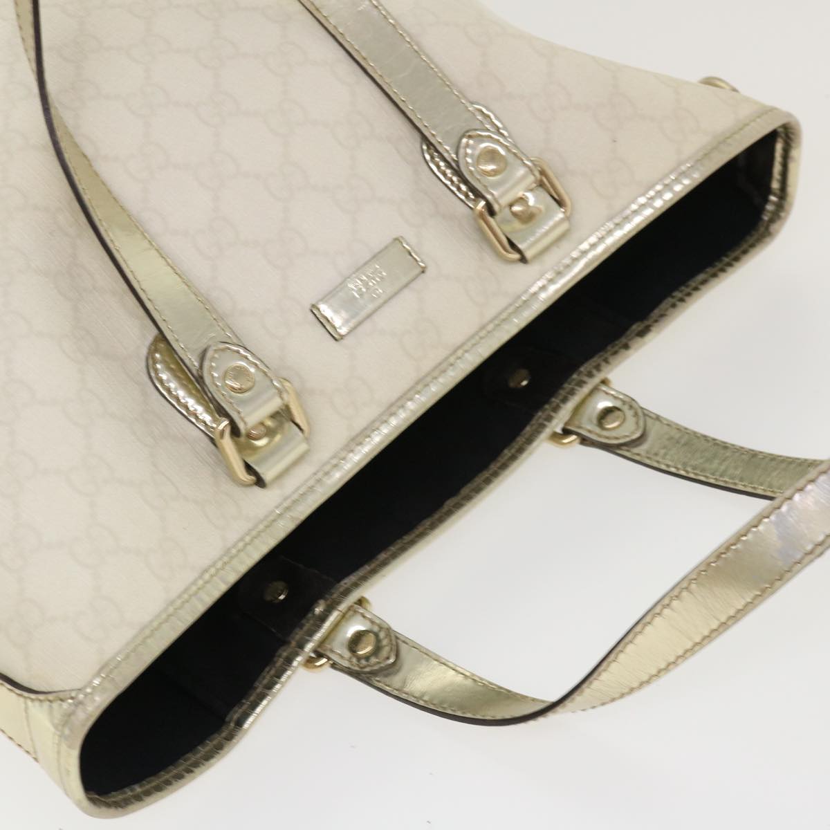 GUCCI GG Canvas Tote Bag PVC Leather White 189896 Auth 39964