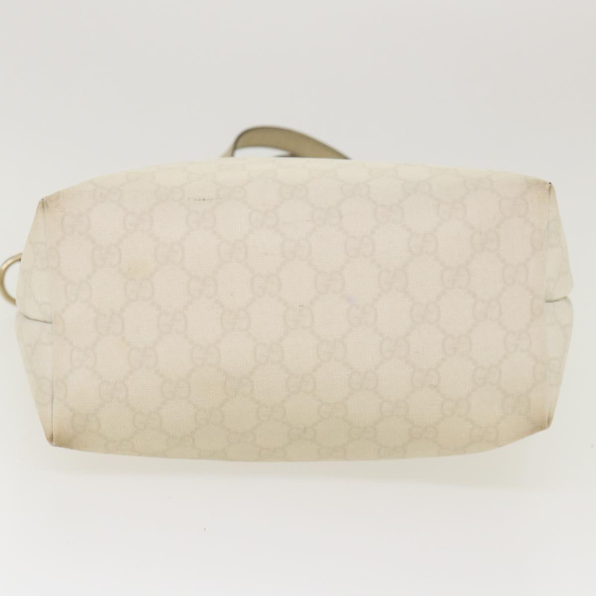 GUCCI GG Canvas Tote Bag PVC Leather White 189896 Auth 39964