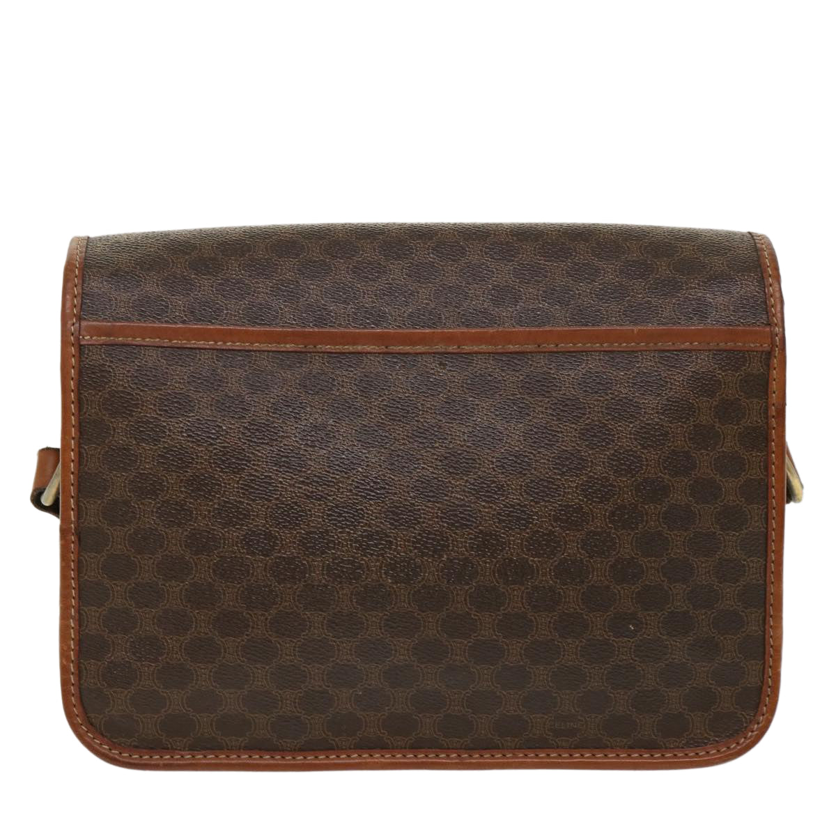 CELINE Macadam Canvas Shoulder Bag PVC Leather Brown Auth 39968