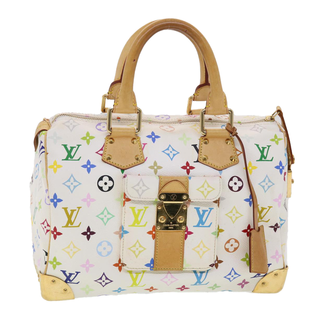 LOUIS VUITTON Monogram Multicolor Speedy 30 Hand Bag White M92643 LV Auth 39979A