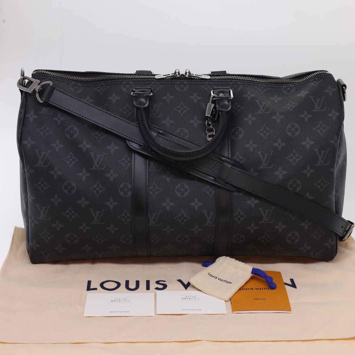 LOUIS VUITTON Eclipse Keepall Bandouliere 45 Boston Bag M43278 LV Auth 40033A