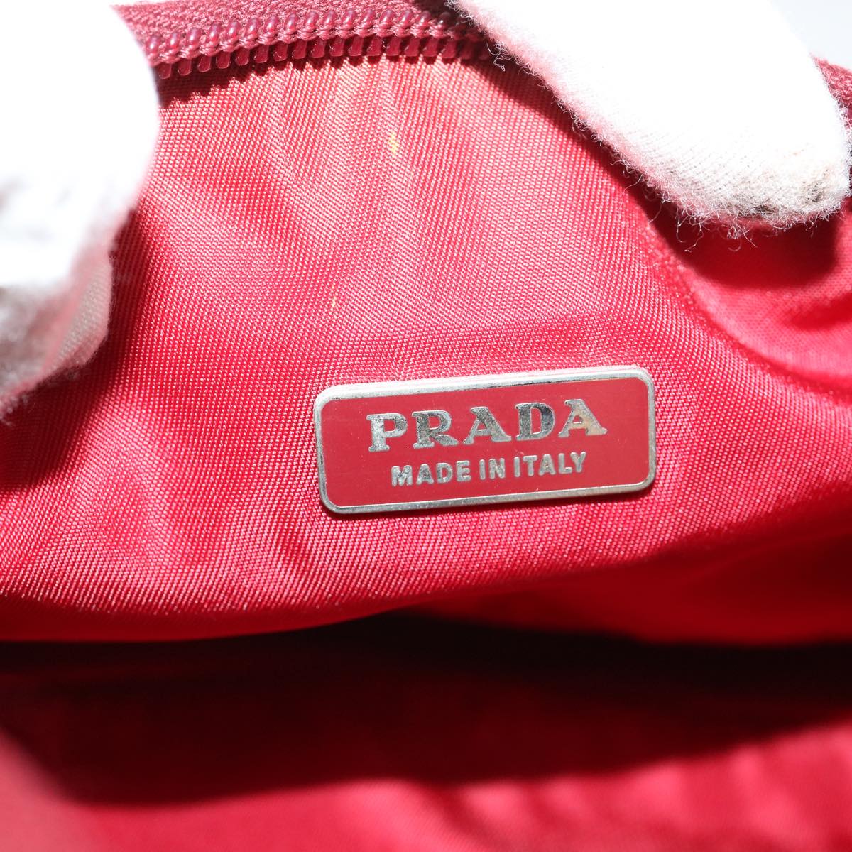 PRADA Hand Pouch Nylon Red Auth 40044