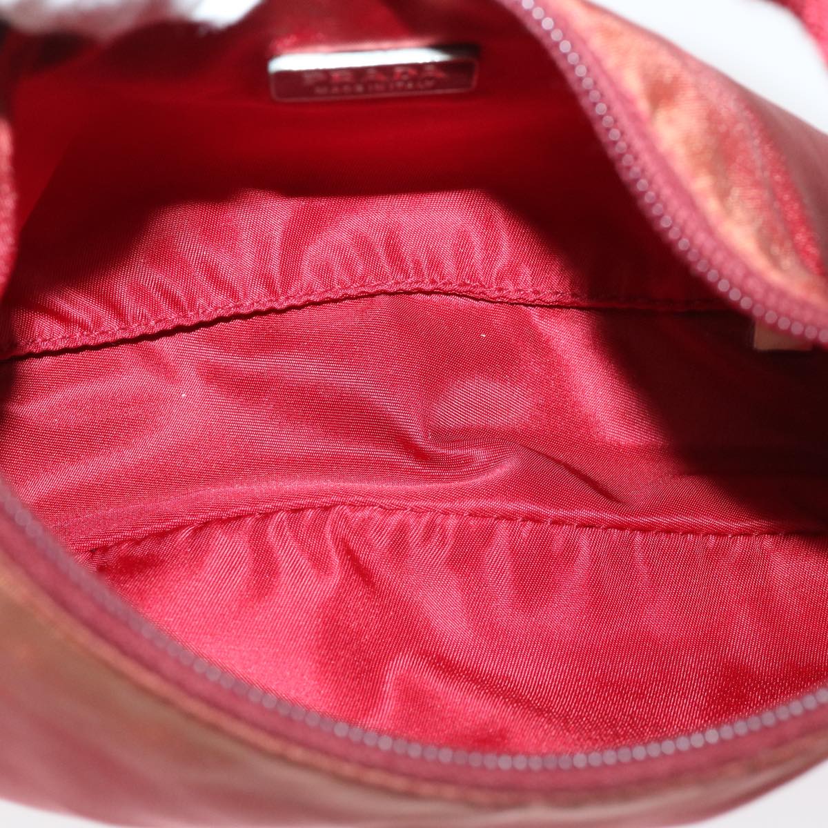 PRADA Hand Pouch Nylon Red Auth 40044