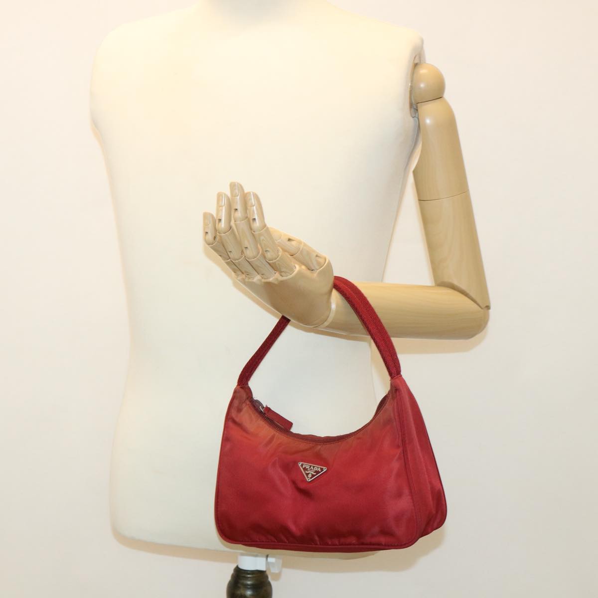 PRADA Hand Pouch Nylon Red Auth 40044