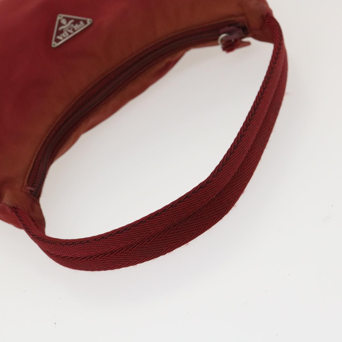 PRADA Hand Pouch Nylon Red Auth 40044